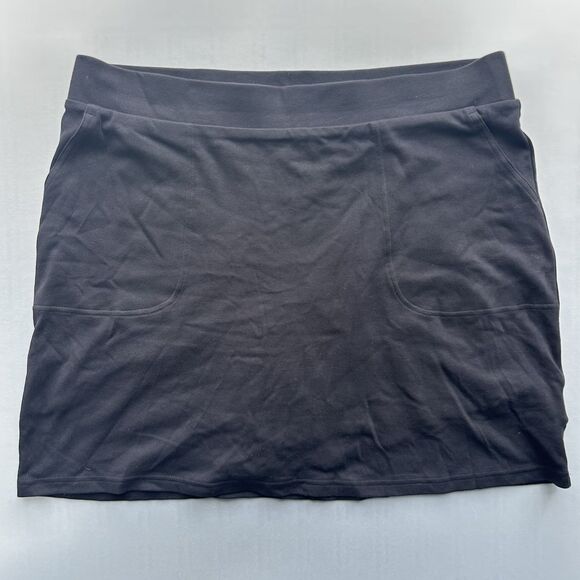 Croft and Barrow Skort Women’s Size L Black Elastic Waist Shorts Skirt Pockets - Picture 1 of 9